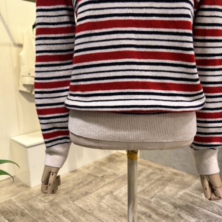 스트라이프 모혼방 니트