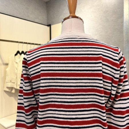 스트라이프 모혼방 니트