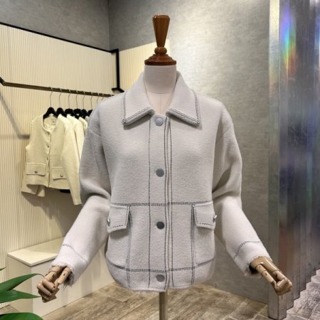 스티치 라인 카라 단추 가디건