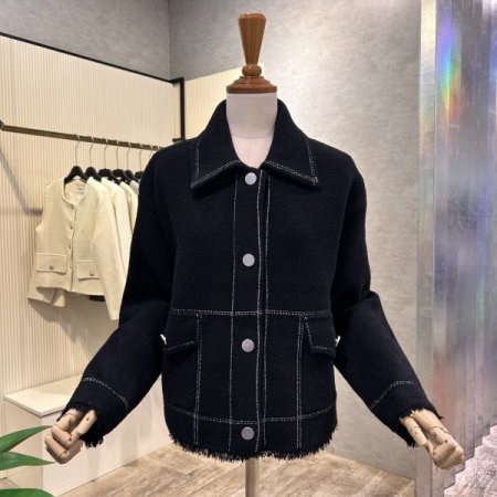 스티치 라인 카라 단추 가디건