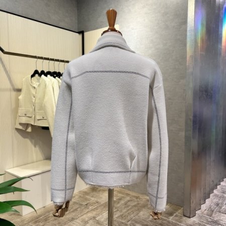 스티치 라인 카라 단추 가디건