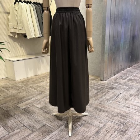 스트랩 셔링 페이크 레더 롱 스커트