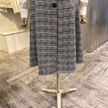 카라 소매 배색 트위드 원피스