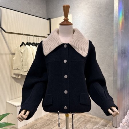 니트 카라 탈부착 단추 가디건