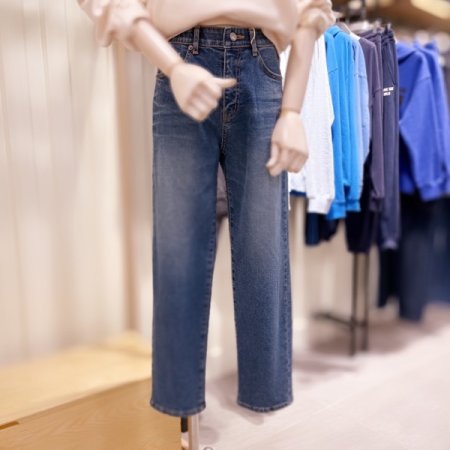 스트레이트핏 중청 기모 데님팬츠