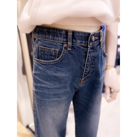 스트레이트핏 중청 기모 데님팬츠