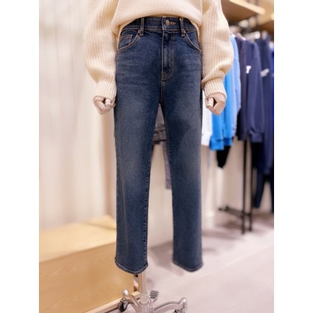 루즈 배기핏 중청 기모 데님팬츠