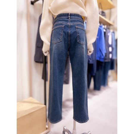 루즈 배기핏 중청 기모 데님팬츠