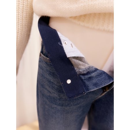 루즈 배기핏 중청 기모 데님팬츠