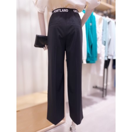 울밴드 프린팅 원턱 와이드 팬츠