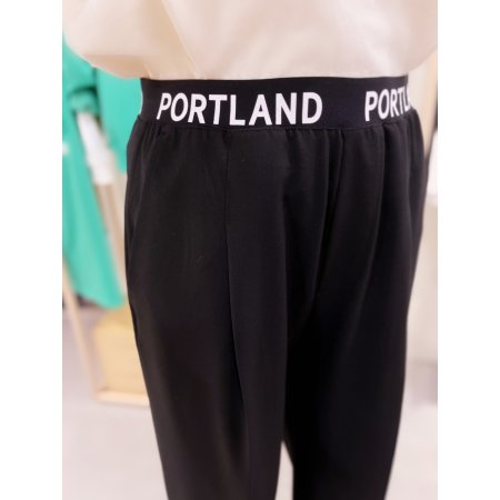 울밴드 프린팅 원턱 와이드 팬츠