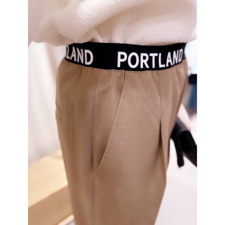 울밴드 프린팅 원턱 와이드 팬츠