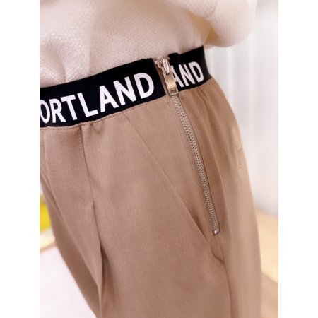 울밴드 프린팅 원턱 와이드 팬츠