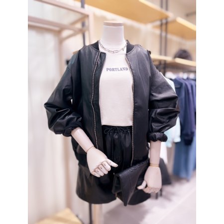 페이크레더 퀼팅안감 오버핏 점퍼