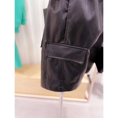 허리 스트링 인조가죽 숏 팬츠