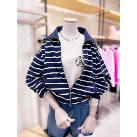 스트라이프 랍빠 카라 집업