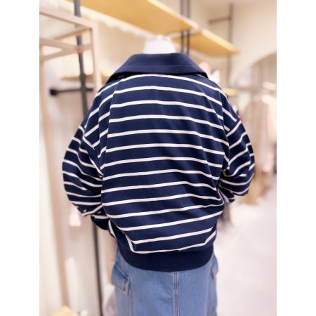 스트라이프 랍빠 카라 집업