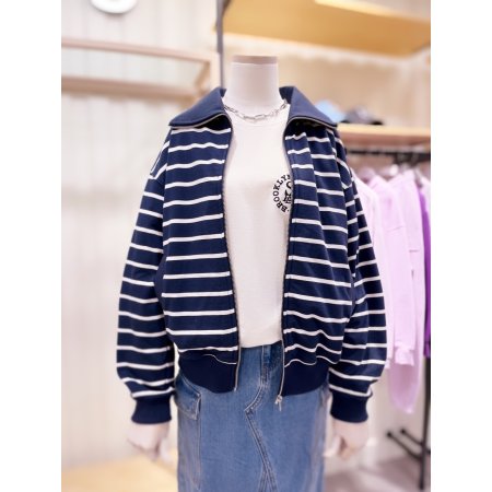 스트라이프 랍빠 카라 집업