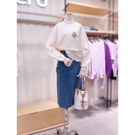 사이드 건빵 포켓 워싱 데님 스커트