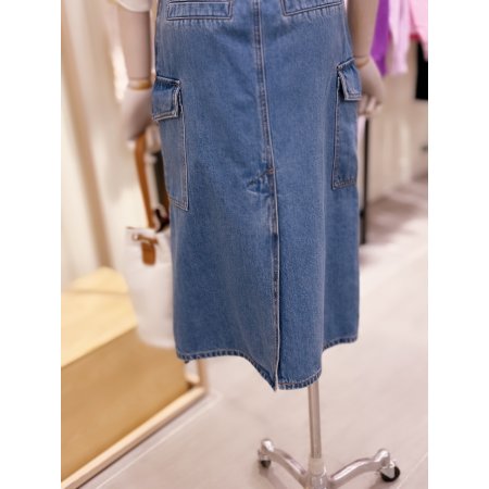 사이드 건빵 포켓 워싱 데님 스커트