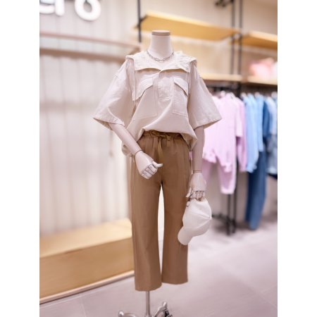 투턱 린넨 밴딩 팬츠