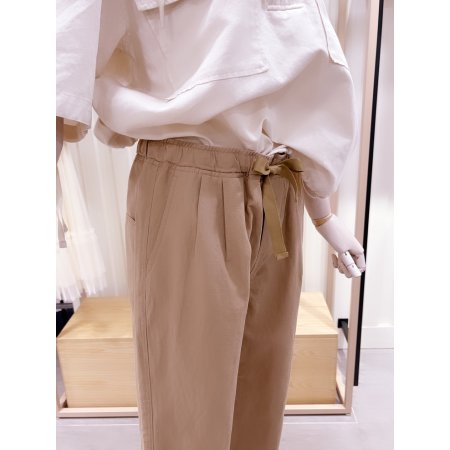 투턱 린넨 밴딩 팬츠