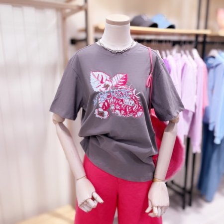 라즈베리 비즈자수 반팔 티셔츠