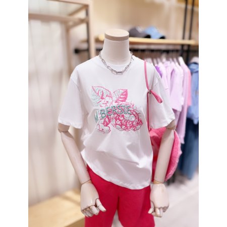 라즈베리 비즈자수 반팔 티셔츠