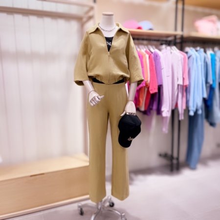 스탠카라 블루종 린넨 집업 자켓