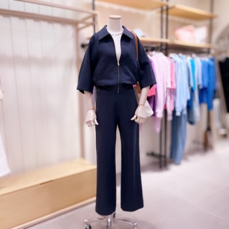 스탠카라 블루종 린넨 집업 자켓