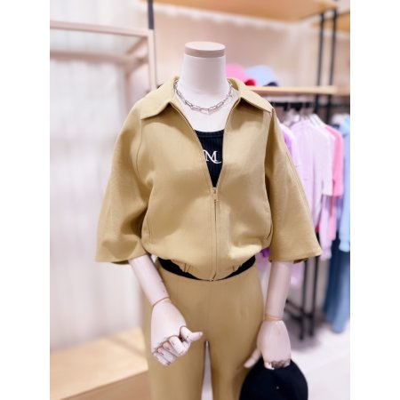 스탠카라 블루종 린넨 집업 자켓