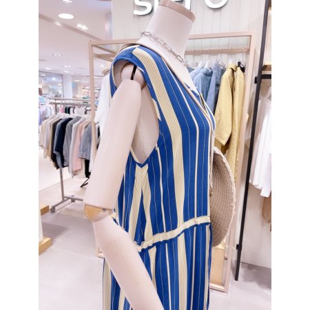 단추여밈 스트라이프 원피스