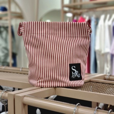 스트라이프 프린트 캔버스 숄더백