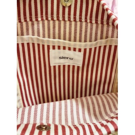 스트라이프 프린트 캔버스 숄더백