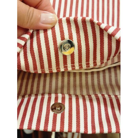 스트라이프 프린트 캔버스 숄더백