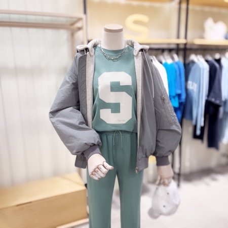 후드 탈착 오버핏 패딩 항공 점퍼