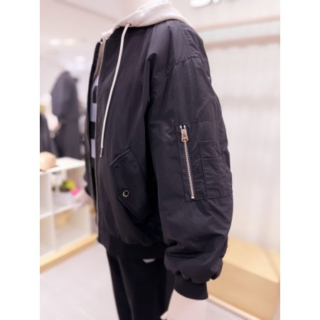 후드 탈착 오버핏 패딩 항공 점퍼