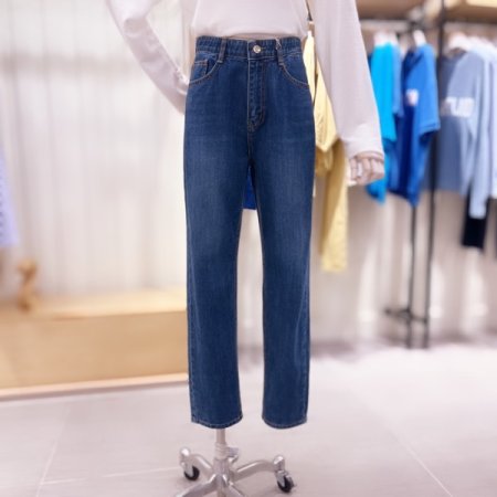 세미배기 루즈핏 난스판 데님팬츠