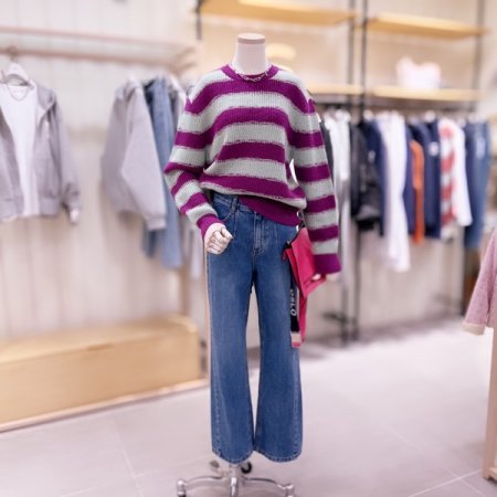 스트라이프 니트 풀오버