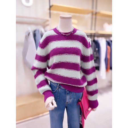 스트라이프 니트 풀오버