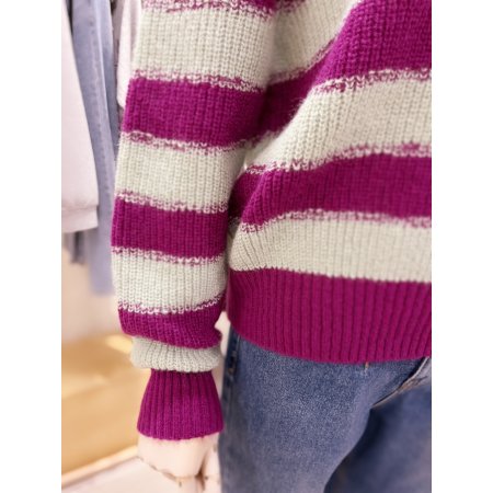 스트라이프 니트 풀오버