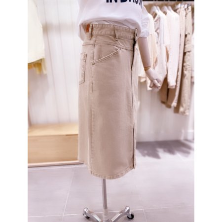 앞뒤 요크 코튼워싱 미디스커트