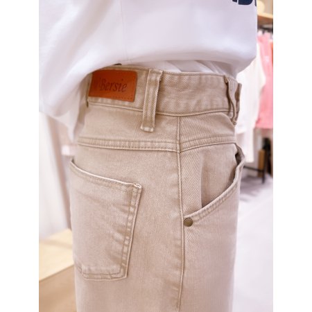 앞뒤 요크 코튼워싱 미디스커트