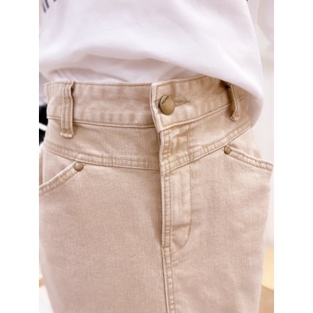 앞뒤 요크 코튼워싱 미디스커트