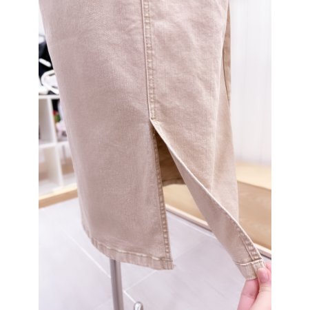 앞뒤 요크 코튼워싱 미디스커트