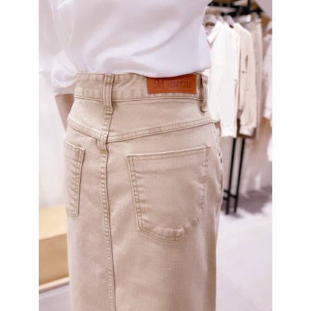 앞뒤 요크 코튼워싱 미디스커트