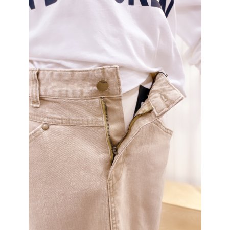 앞뒤 요크 코튼워싱 미디스커트