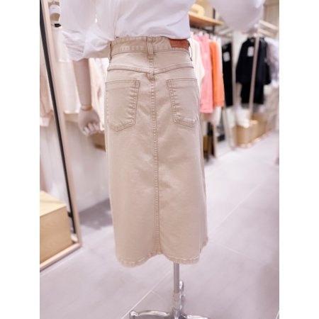 앞뒤 요크 코튼워싱 미디스커트