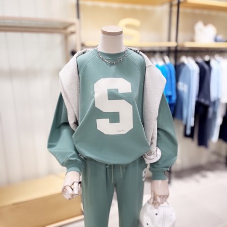 후로피 밑단 스트링 맨투맨 티셔츠