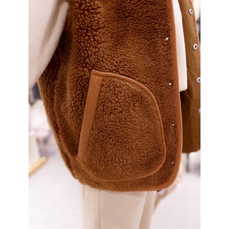 사선 아웃포켓 배색 덤블 베스트